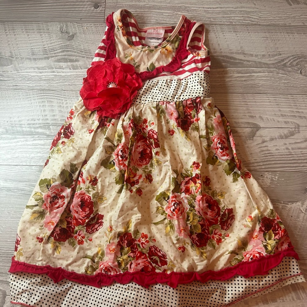 Floral Kids Dress with purple Accents